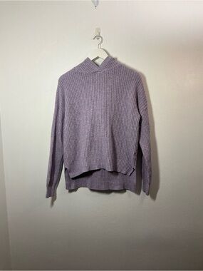 Rachel Zoe Dusky Lavender Ribbed Hooded Sweater Size Medium